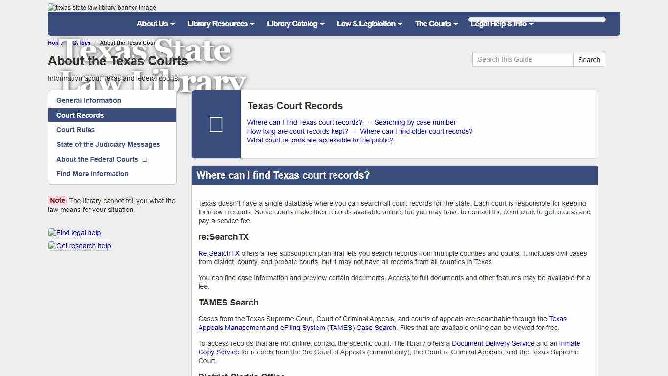 Court Records - About the Texas Courts - Guides at Texas State Law Library